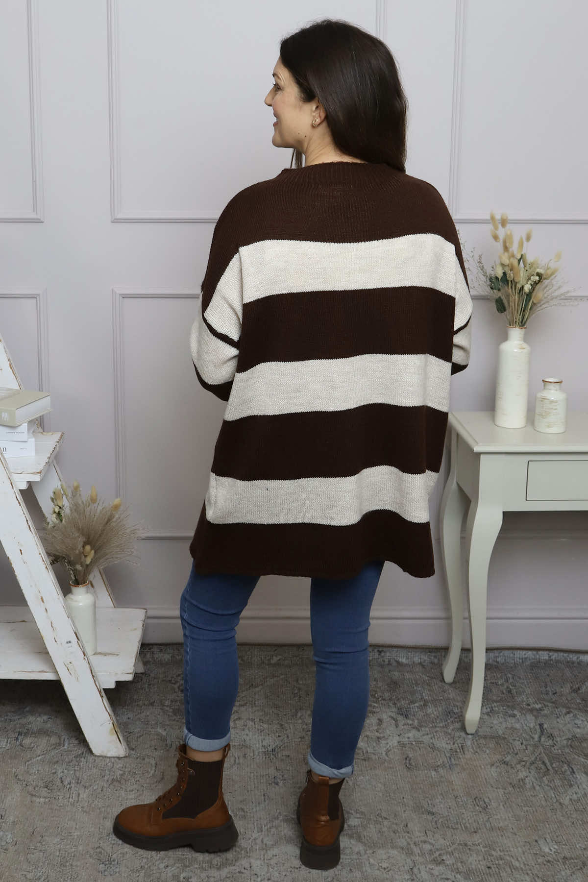 Doria Stripe Knitted Jumper Cocoa