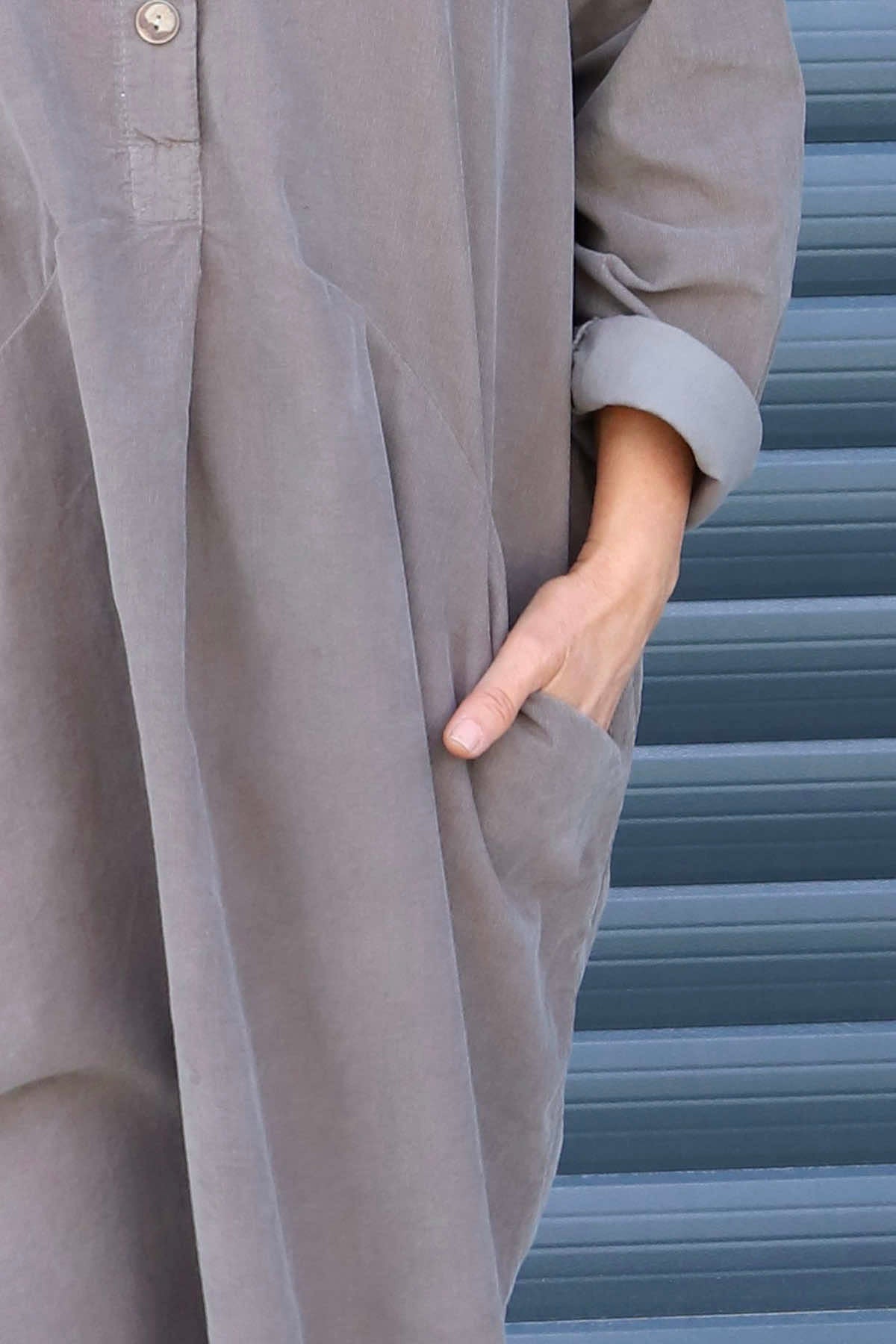 Lizzie Needlecord Button Tunic Mocha