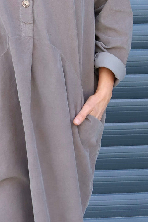 Lizzie Needlecord Button Tunic Mocha - Image 3