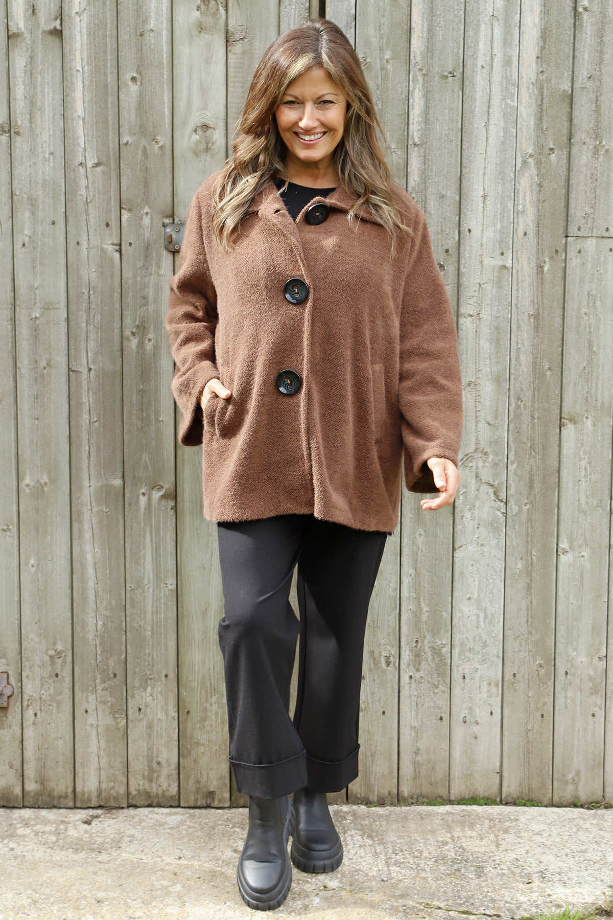 Marzia Textured Button Jacket Cocoa