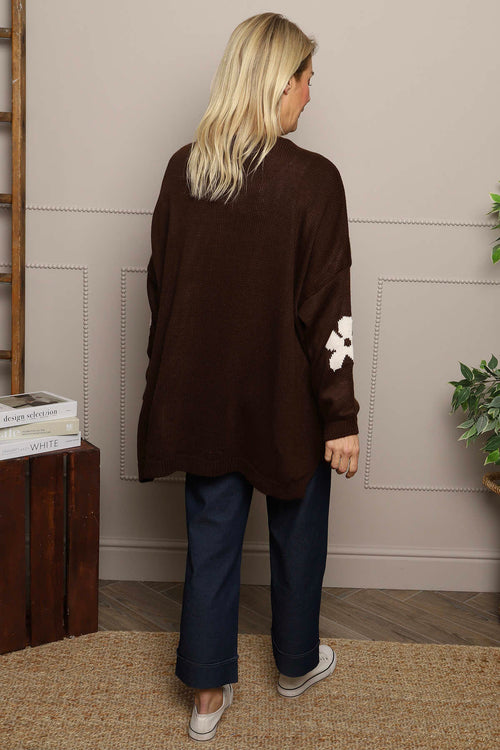 Valerie Flower Knitted Jumper Cocoa - Image 4
