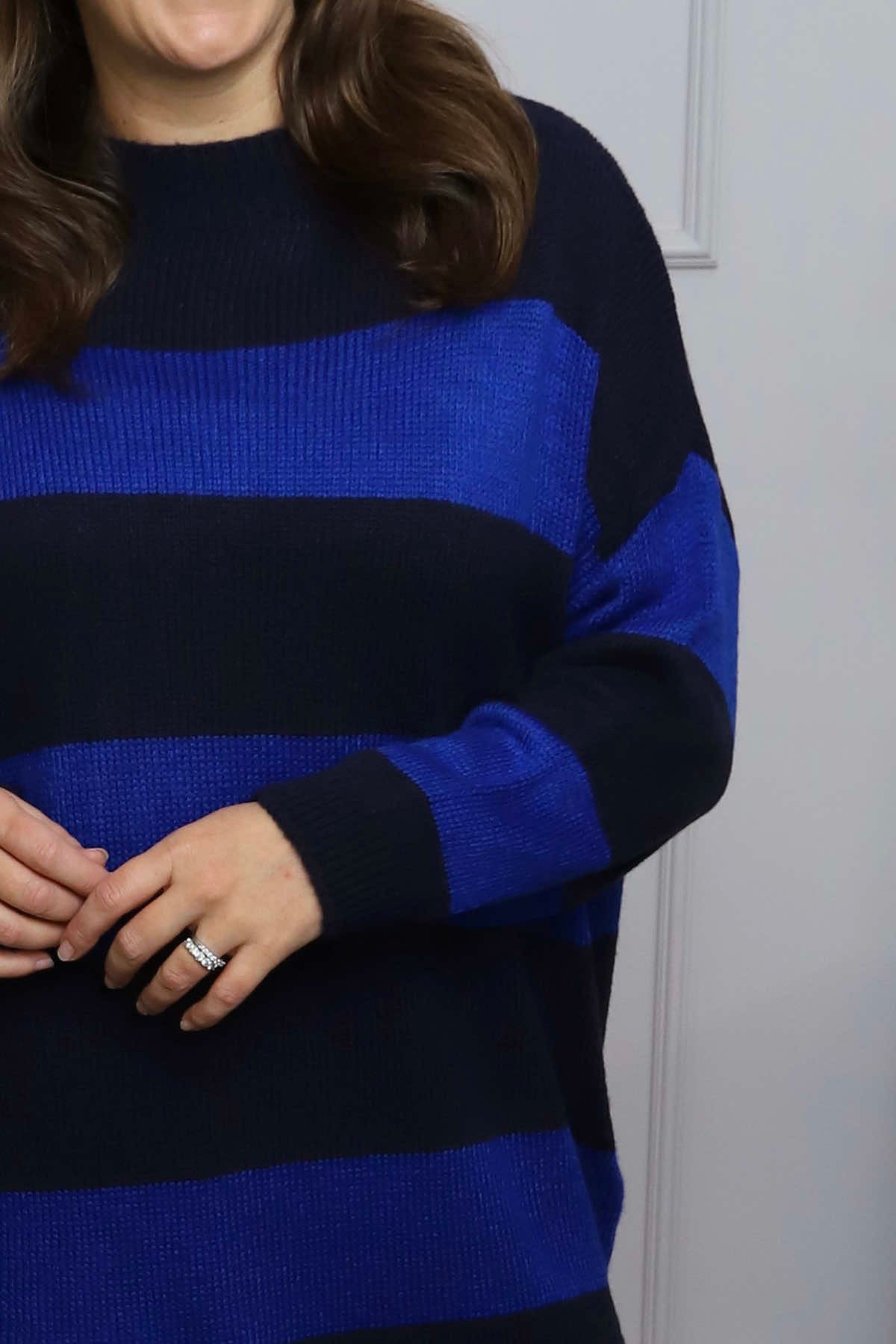 Doria Stripe Knitted Jumper Cobalt