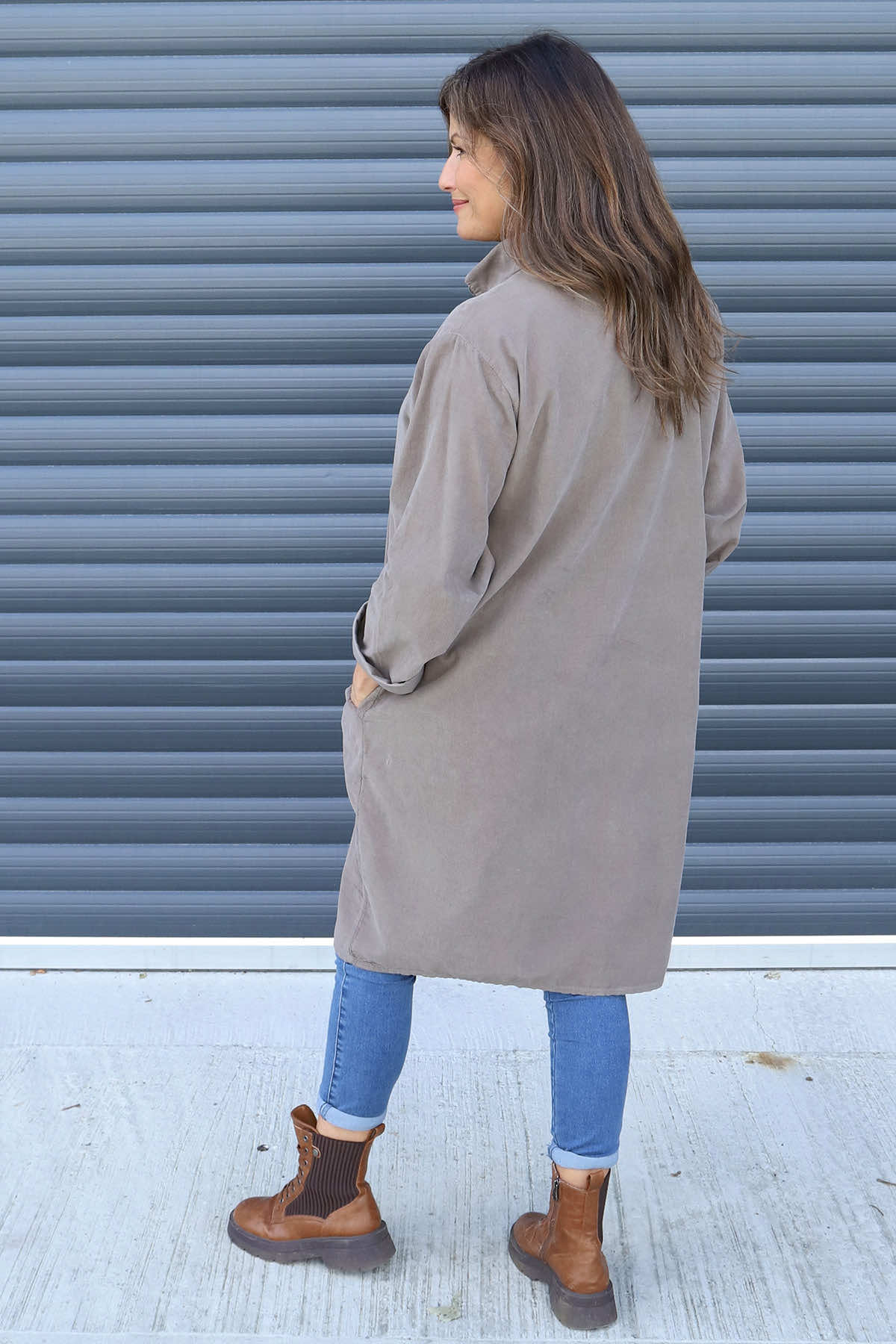 Lizzie Needlecord Button Tunic Mocha