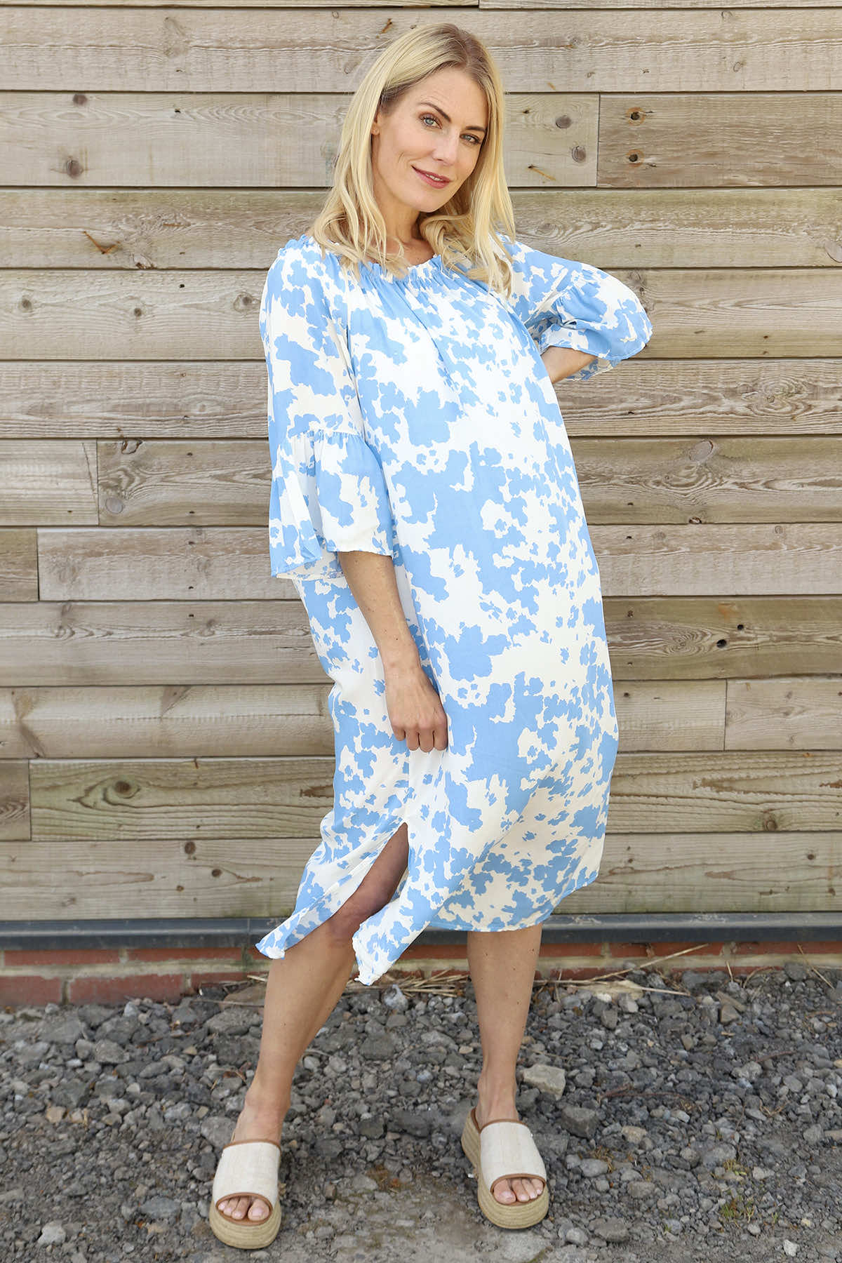 Newlyn Print Dress Powder Blue