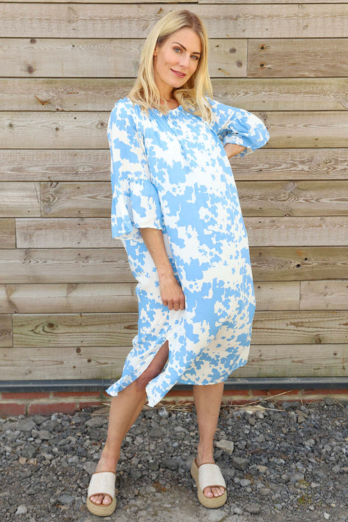 Newlyn Print Dress Powder Blue - Image 2