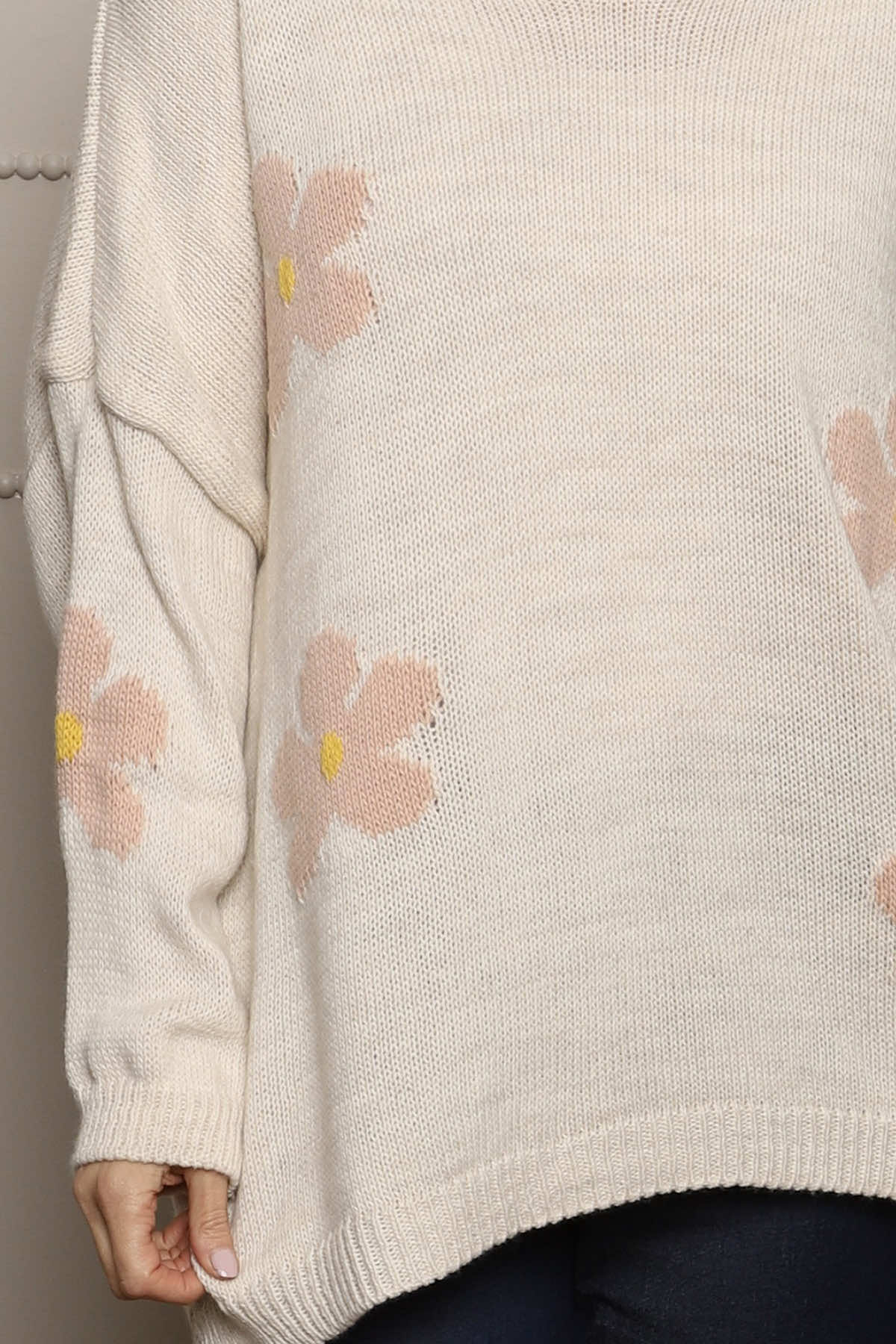 Valerie Botanical Knitted Jumper Stone