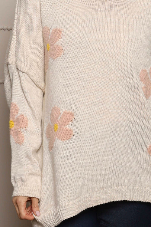 Valerie Botanical Knitted Jumper Stone - Image 3