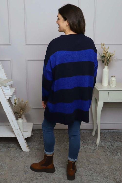 Doria Stripe Knitted Jumper Cobalt - Image 4