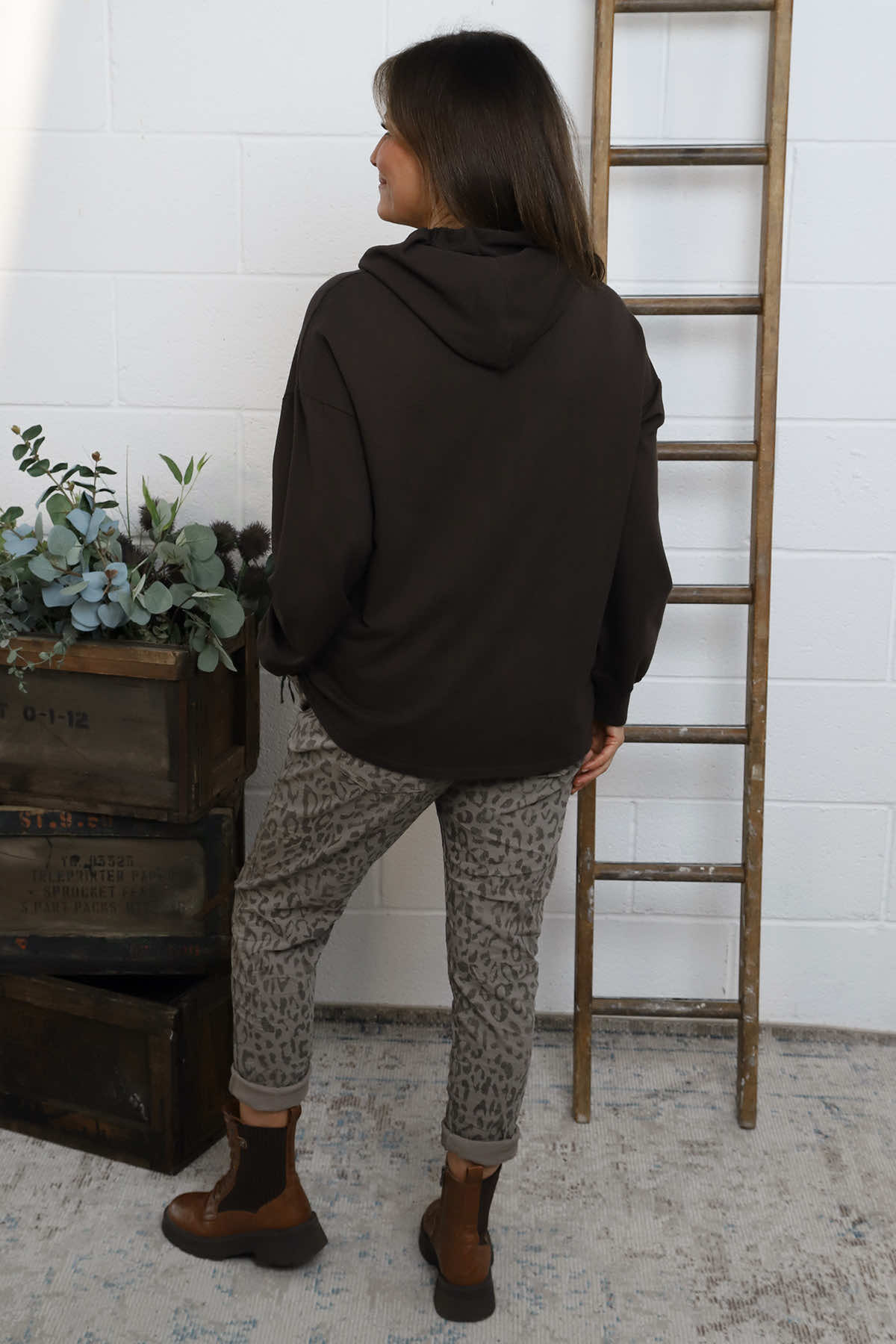 Martha Hooded Cotton Top Cocoa