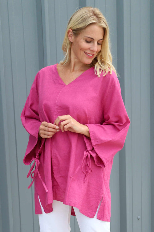 Pink Womens Linen Tops Plus Size Ladies Italian Plus Size Top