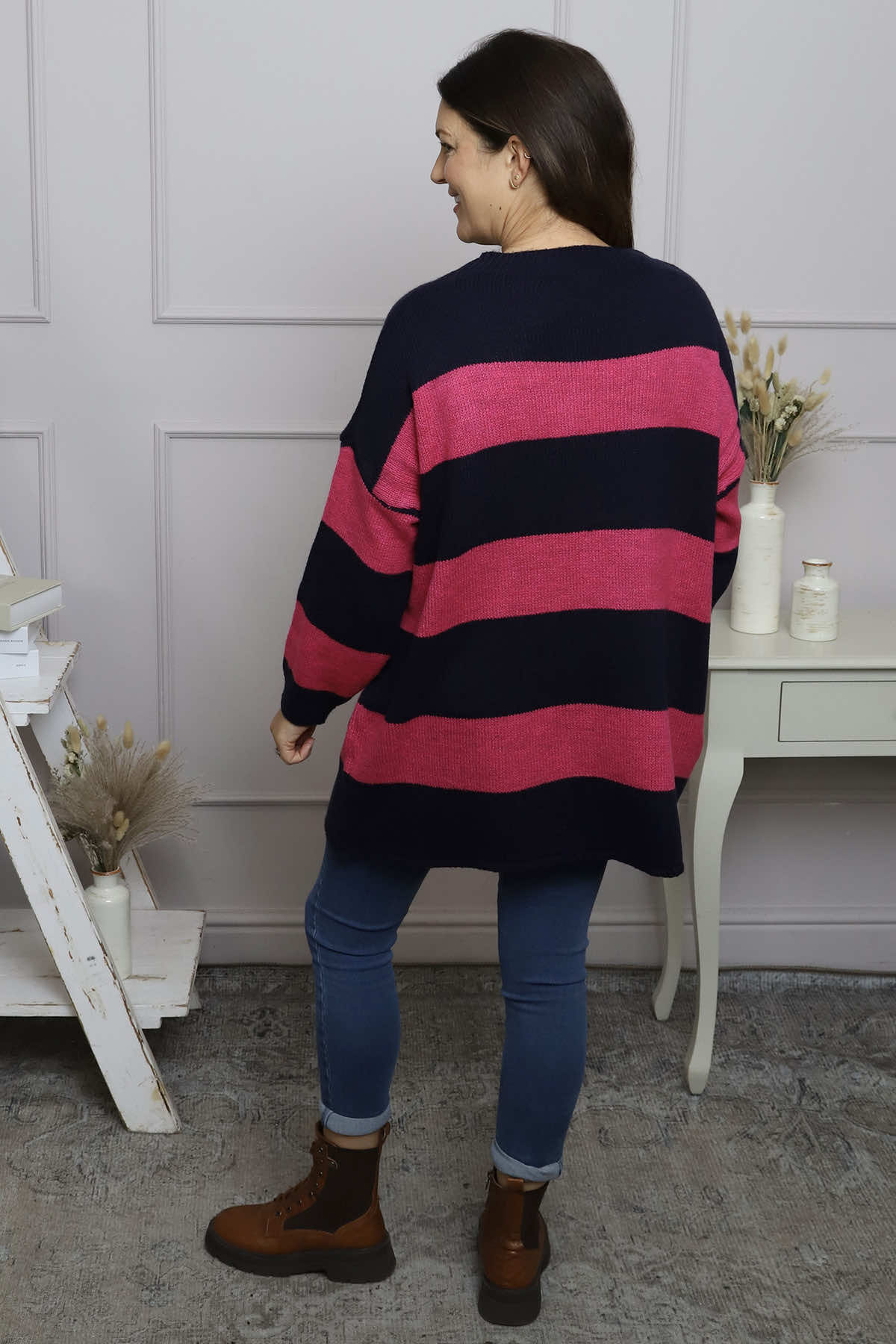Doria Stripe Knitted Jumper Navy