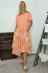Tullia Botanical Print Cotton Dress Orange