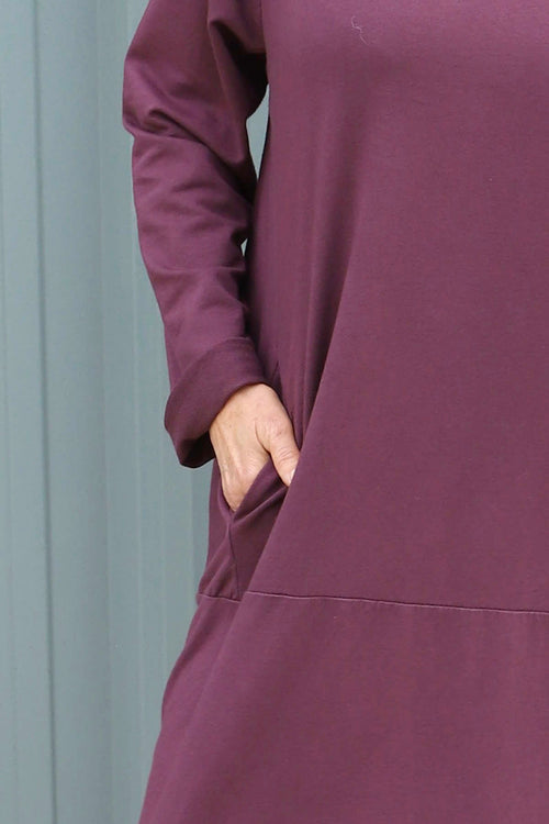 Lisanne Cowl Neck Cotton Dress Burgundy - Image 3