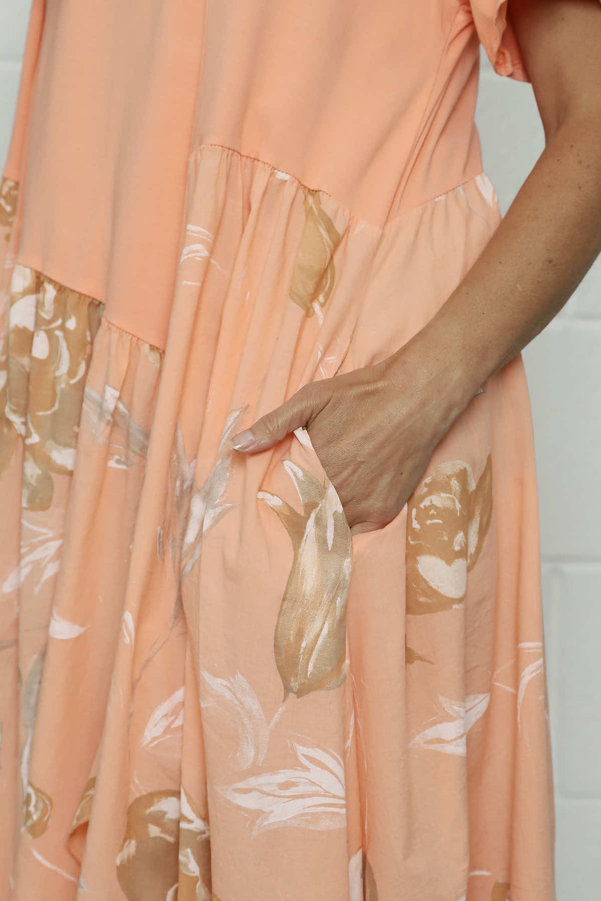 Tullia Botanical Print Cotton Dress Orange