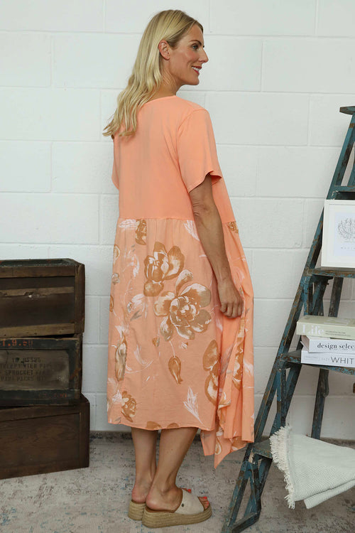 Tullia Botanical Print Cotton Dress Orange - Image 4