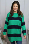 Doria Stripe Knitted Jumper Emerald