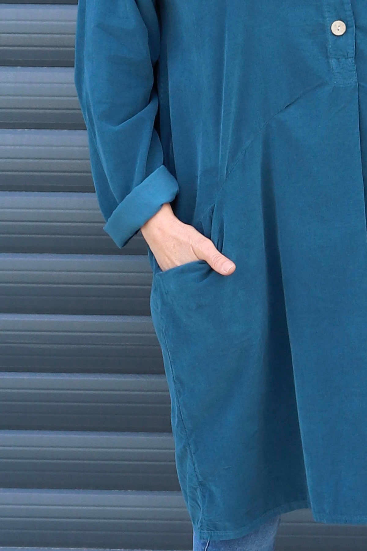 Lizzie Needlecord Button Tunic Teal