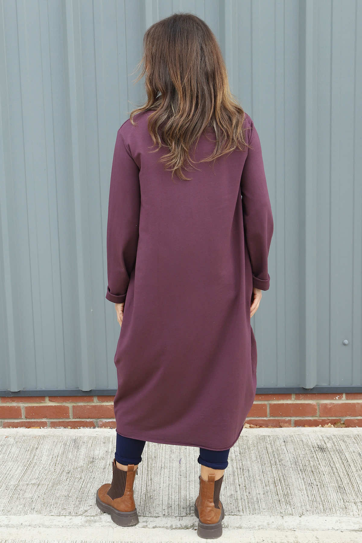 Lisanne Cowl Neck Cotton Dress Burgundy