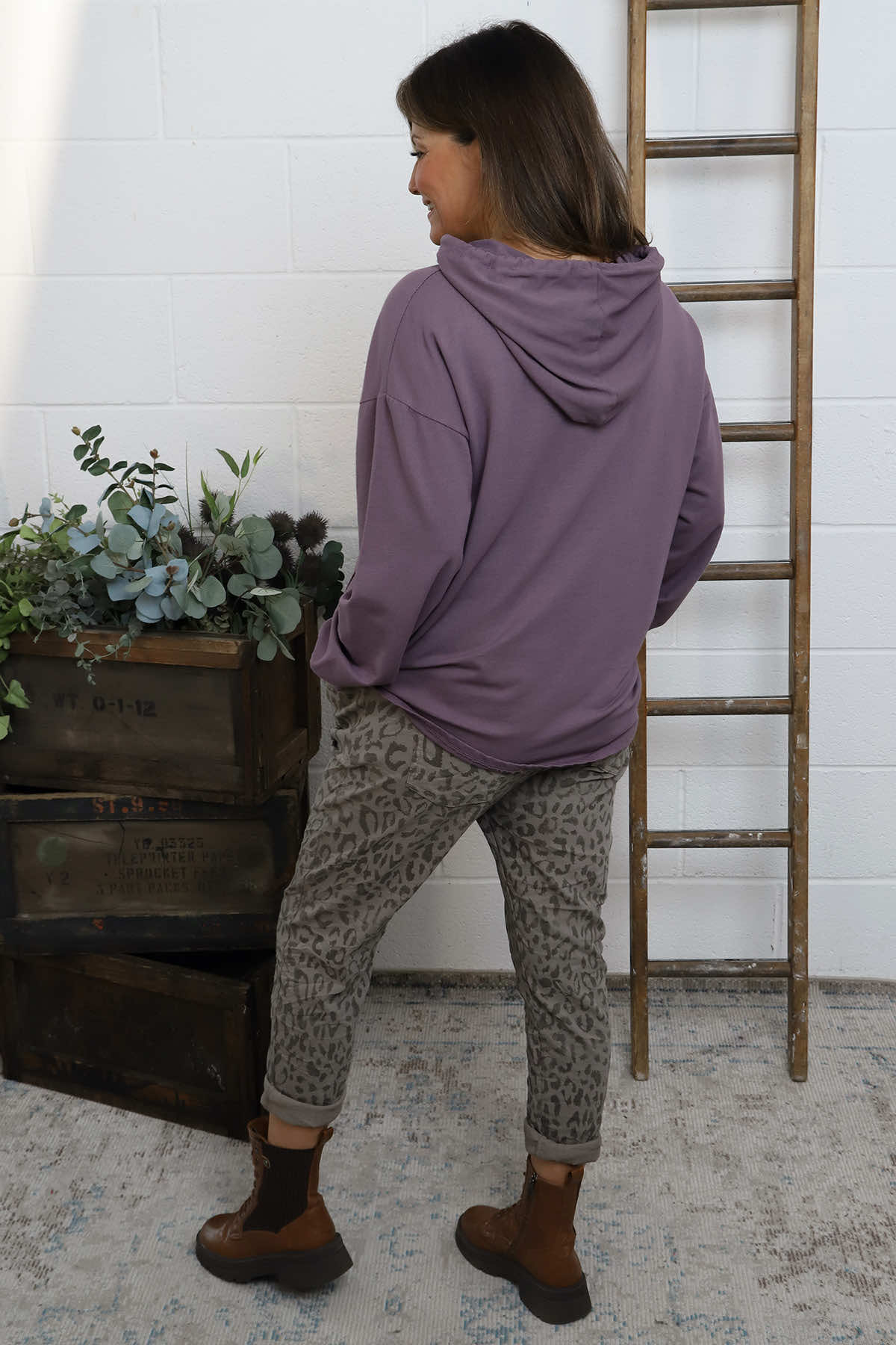 Martha Hooded Cotton Top Purple