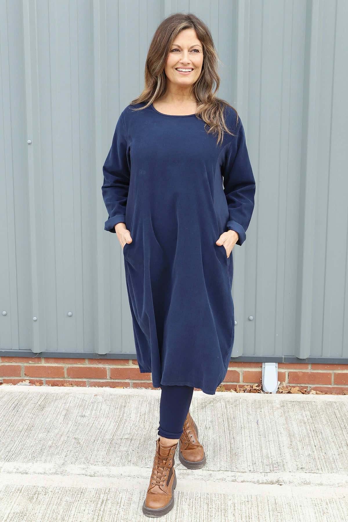 Kiana Needlecord Dress Navy