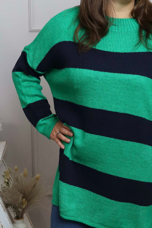 Doria Stripe Knitted Jumper Emerald - Image 3