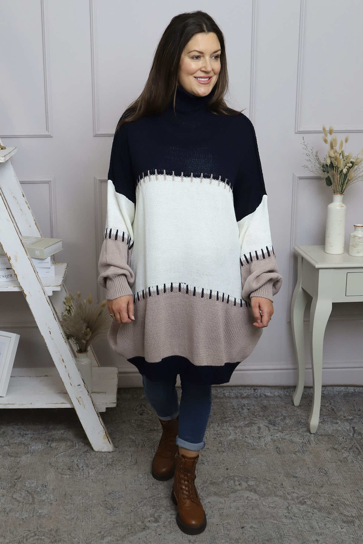 Doris Polo Knitted Jumper Navy