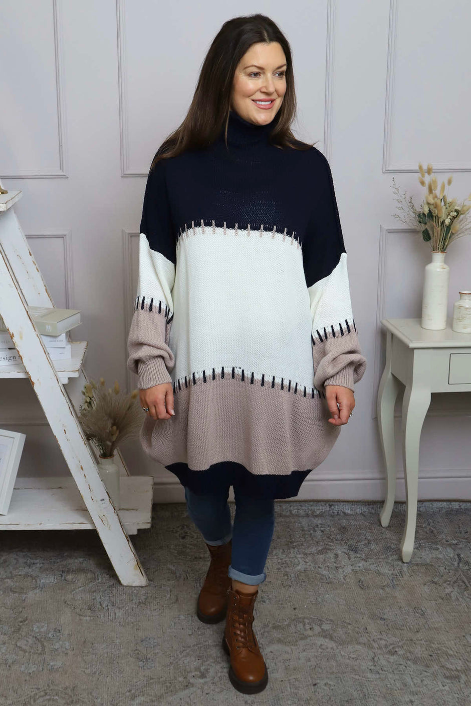 Doris Polo Knitted Jumper Navy