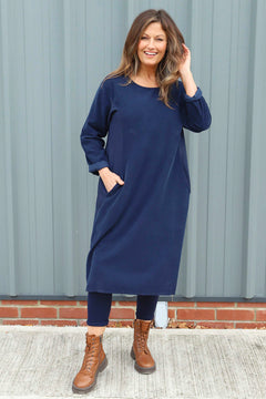 Kiana Needlecord Dress Navy