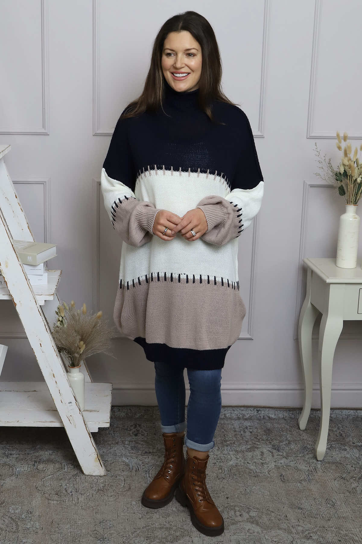 Doris Polo Knitted Jumper Navy