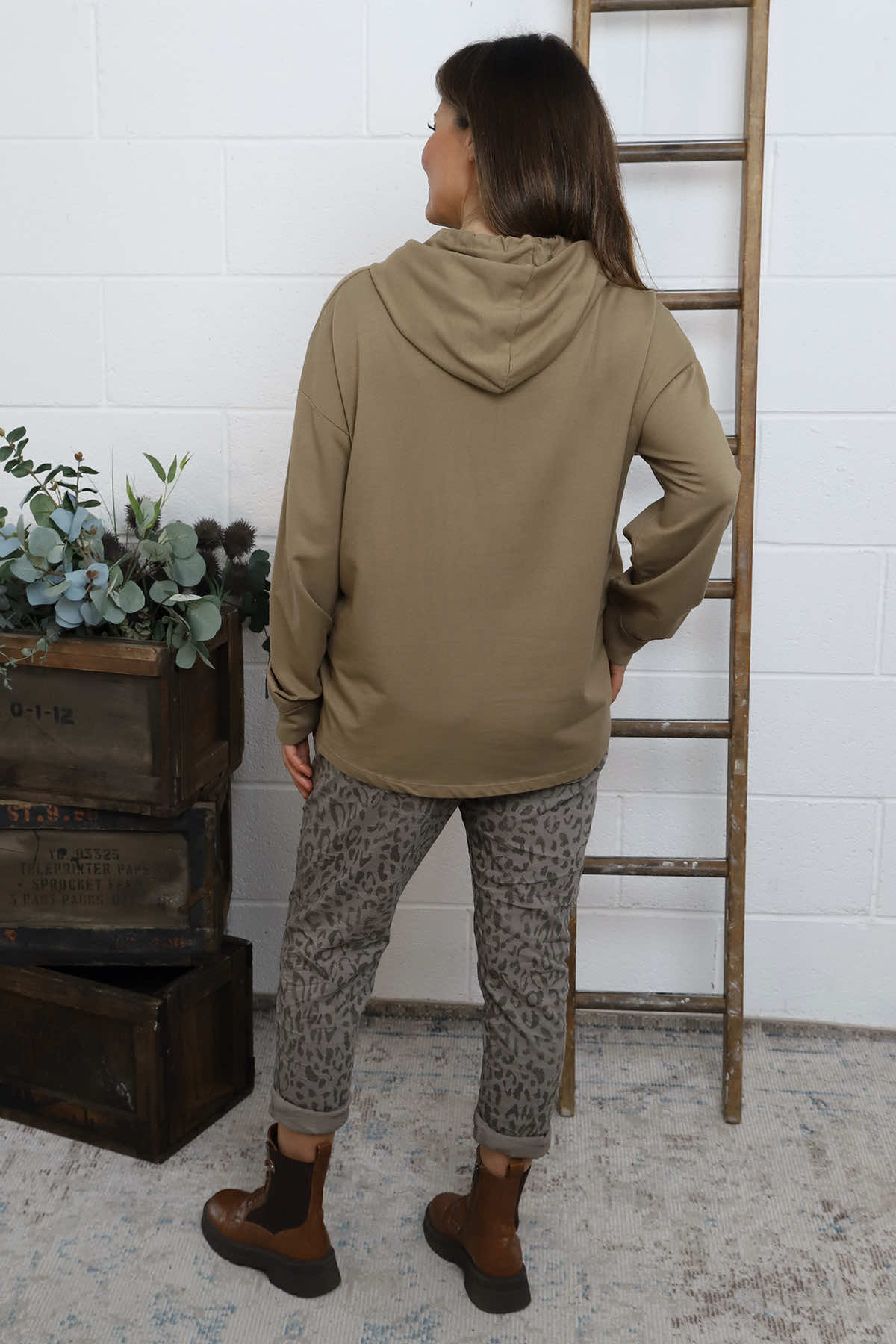 Martha Hooded Cotton Top Camel