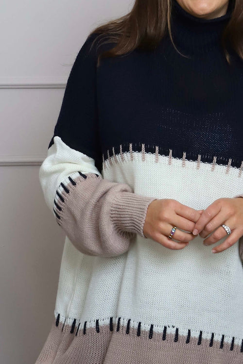 Doris Polo Knitted Jumper Navy - Image 3