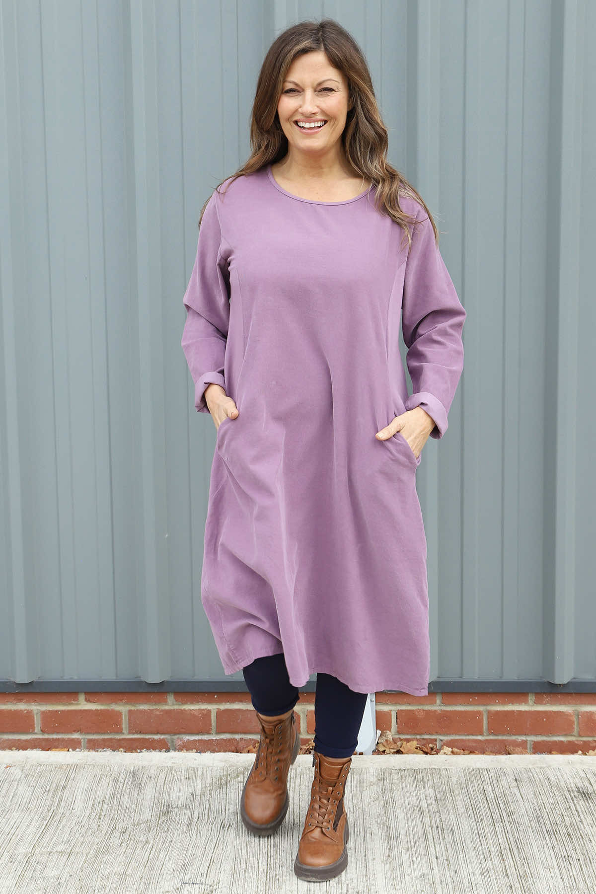 Kiana Needlecord Dress Purple