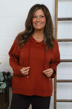Martha Hooded Cotton Top Burnt Orange