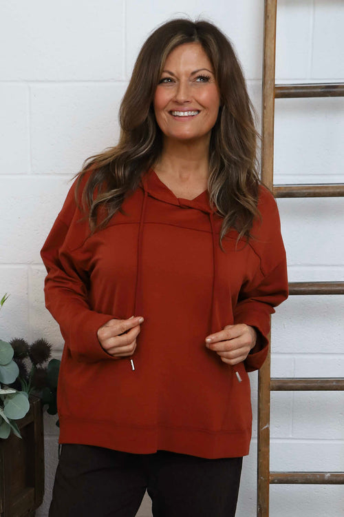 Martha Hooded Cotton Top Burnt Orange - Image 1