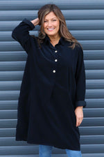 Lizzie Needlecord Button Tunic Black Black - Lizzie Needlecord Button Tunic Black