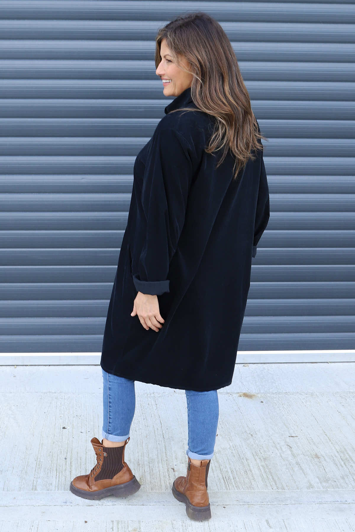 Lizzie Needlecord Button Tunic Black