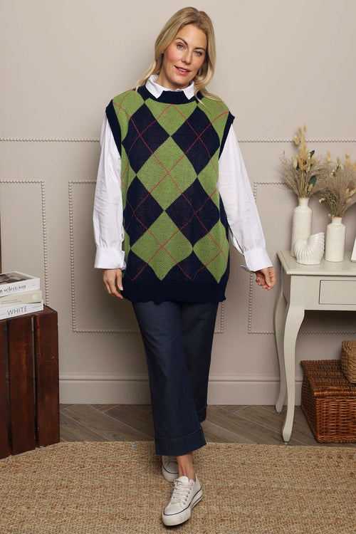 Theresa Argyle Knitted Vest Navy - Image 1