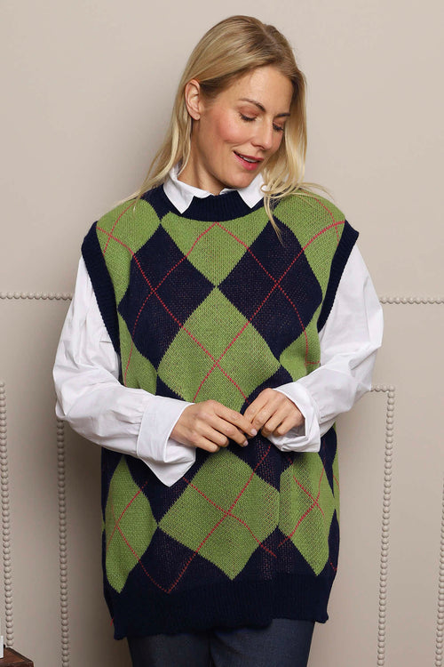 Theresa Argyle Knitted Vest Navy - Image 2