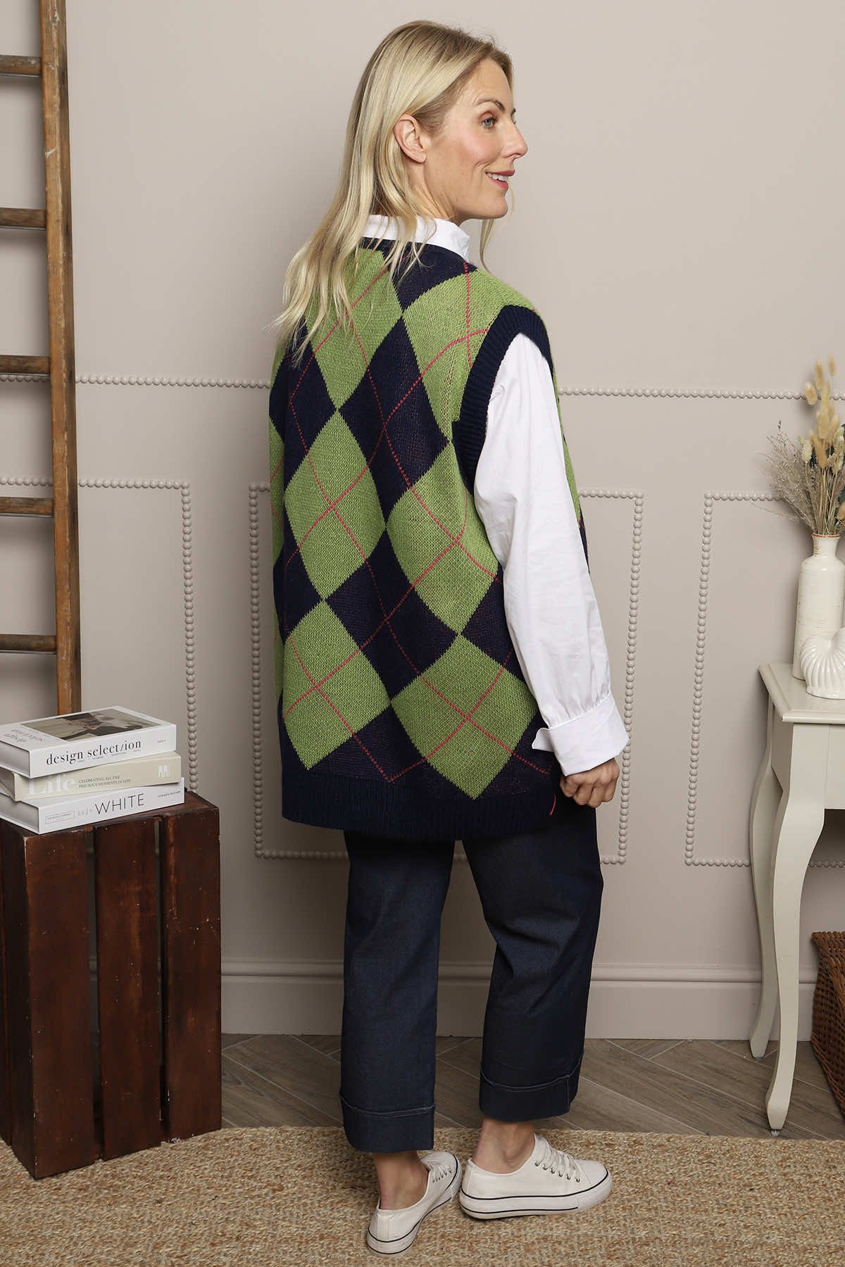 Theresa Argyle Knitted Vest Navy