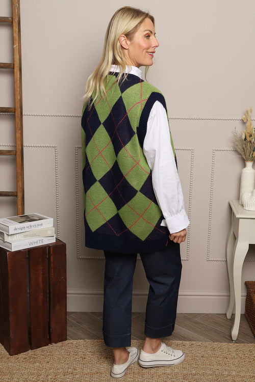 Theresa Argyle Knitted Vest Navy - Image 4