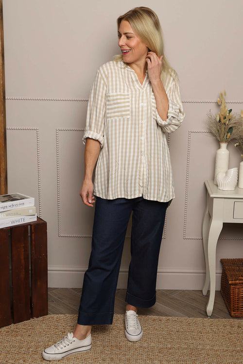 Jaynie Gingham Tie Front Shirt Mocha - Image 2