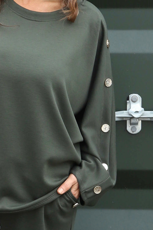 Lesley Button Top Khaki - Image 3