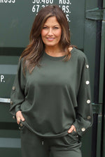 Lesley Button Top Khaki Khaki - Lesley Button Top Khaki