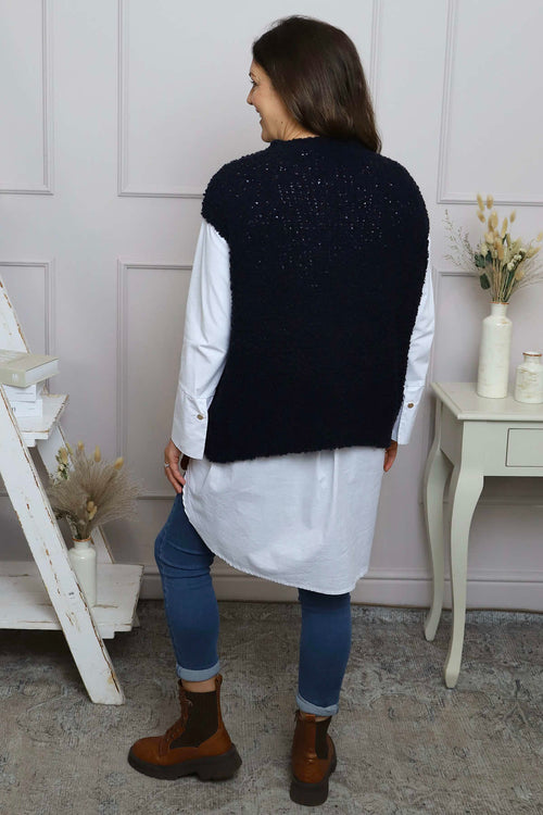 Clancy Boucle Tank Top Navy - Image 4