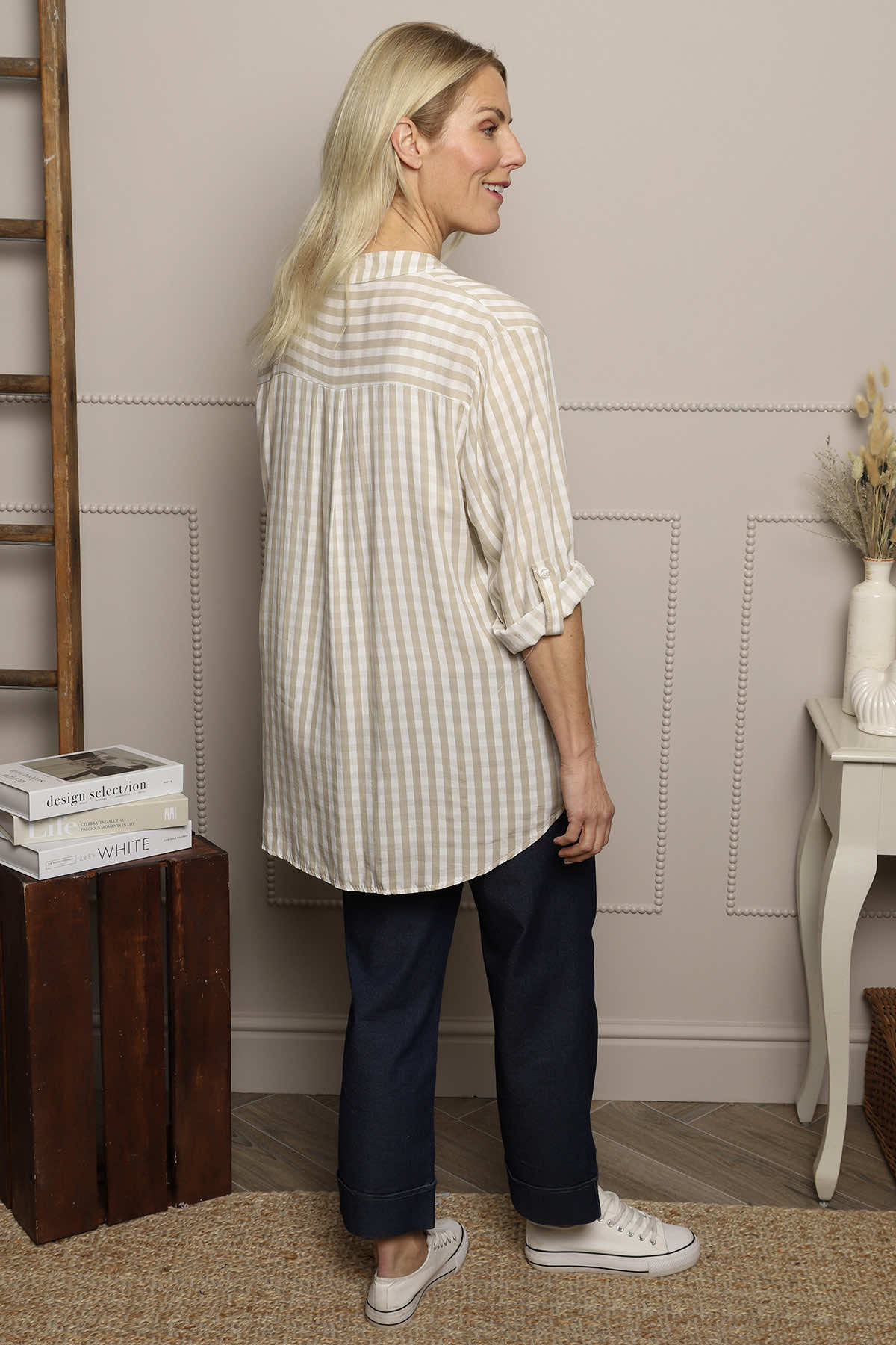 Jaynie Gingham Tie Front Shirt Mocha