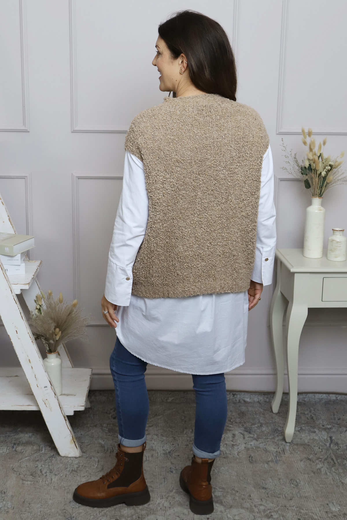 Clancy Boucle Tank Top Camel