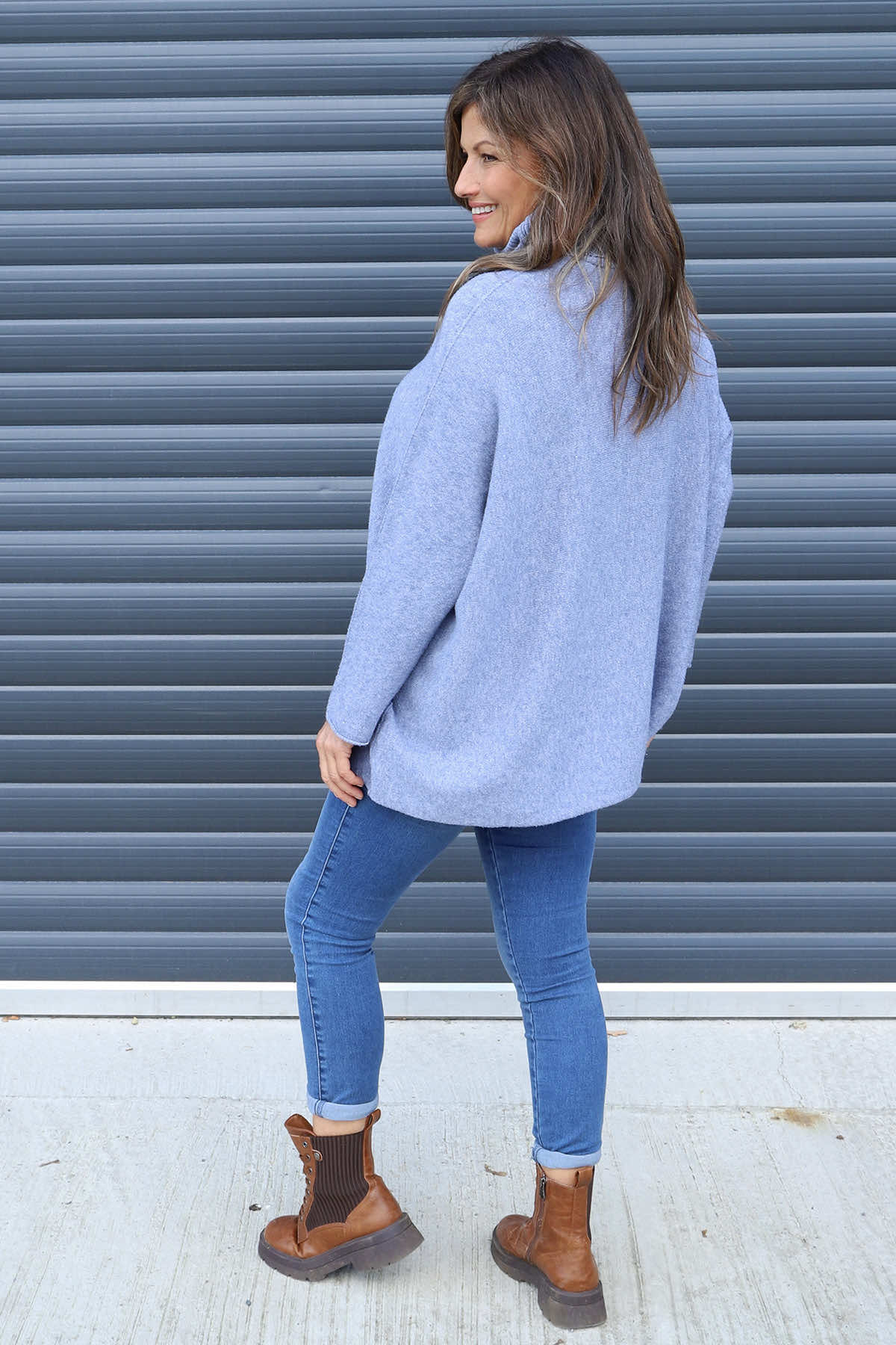 Jude Polo Neck Knitted Jumper Blue