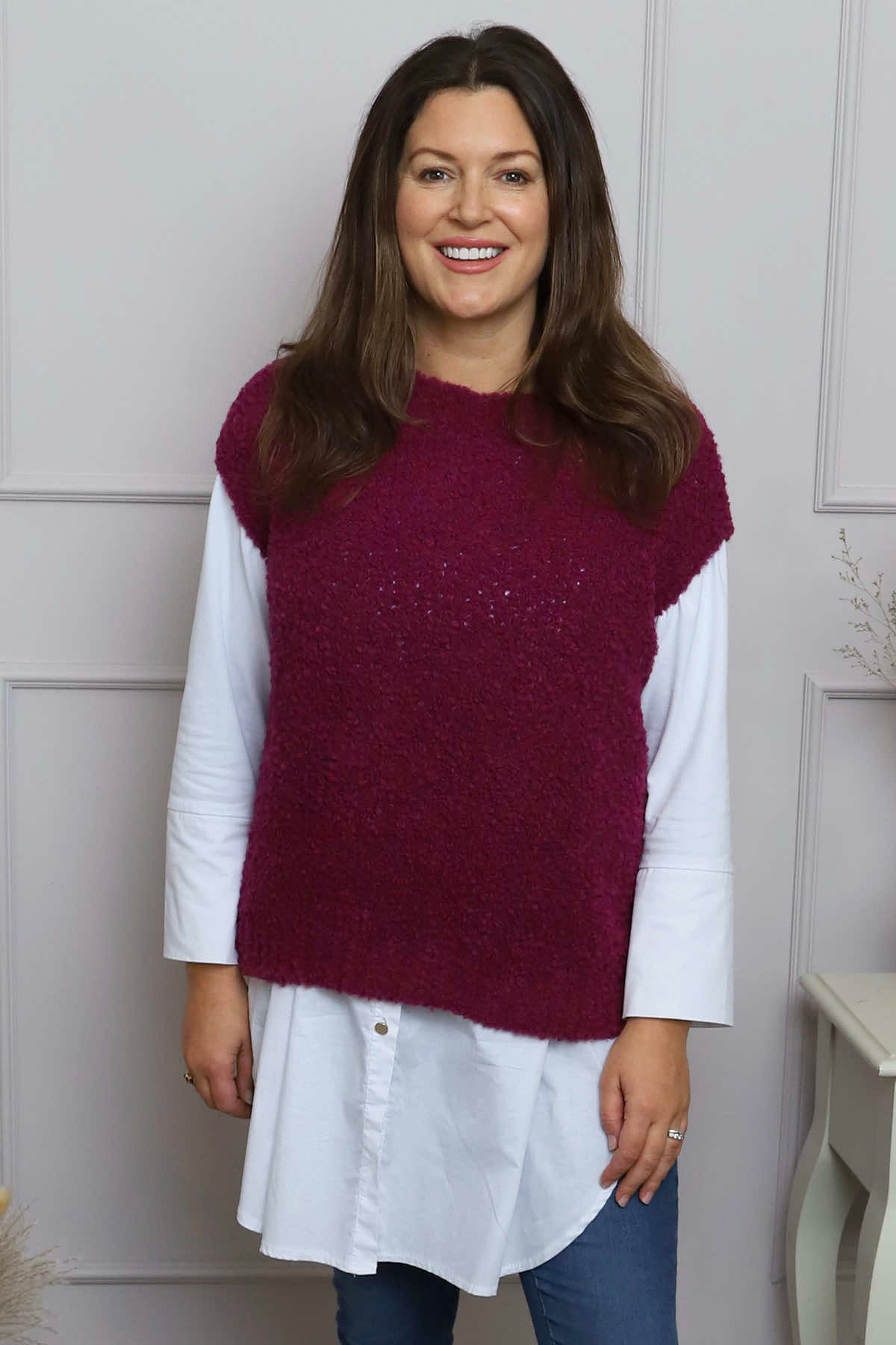 Clancy Boucle Tank Top Berry