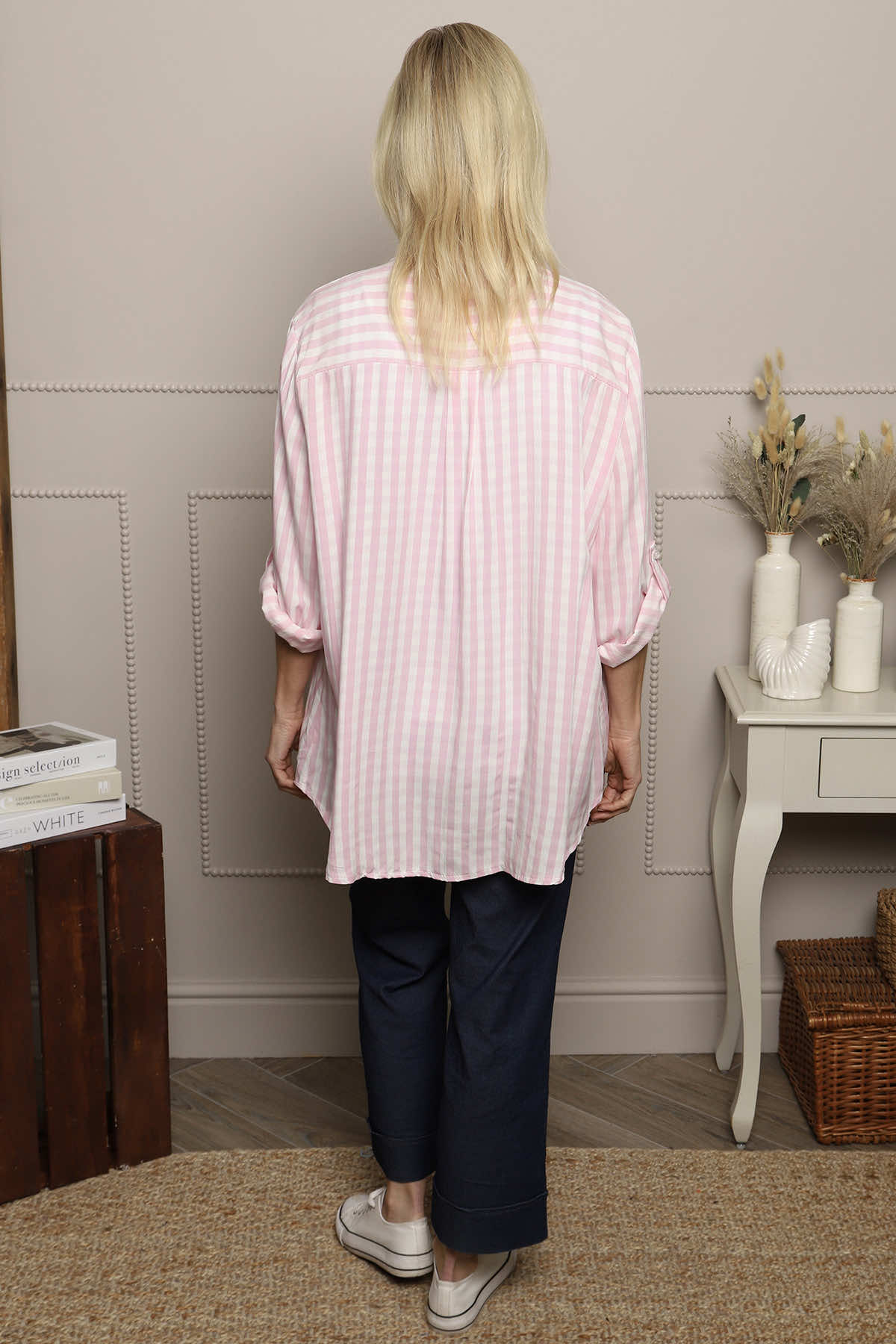 Jaynie Gingham Tie Front Shirt Pink