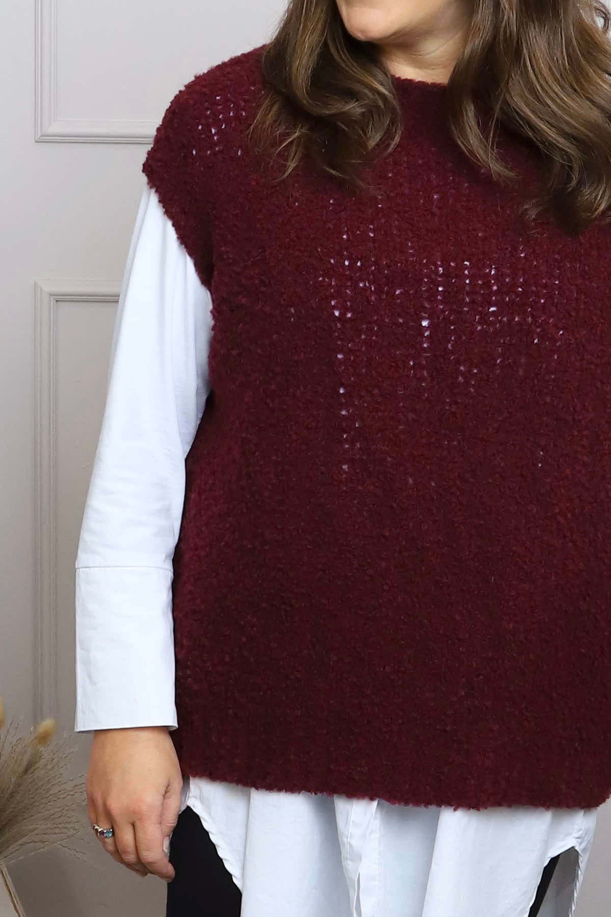 Clancy Boucle Tank Top Wine